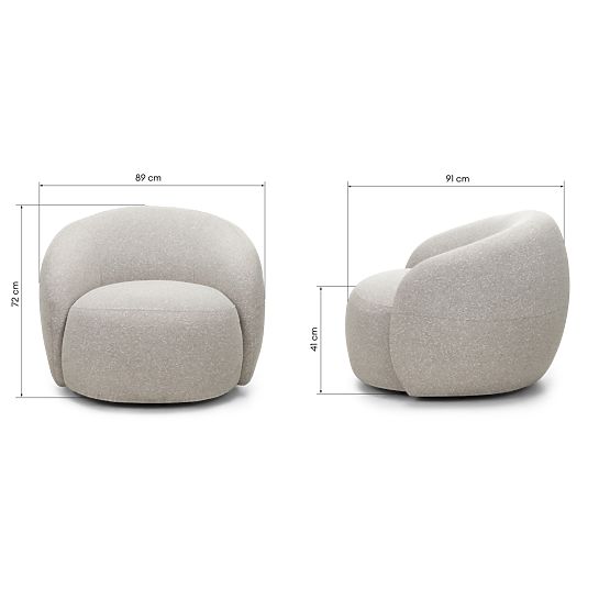 Swivel Chair Nambi Beige-Grey, Rounded Shapes