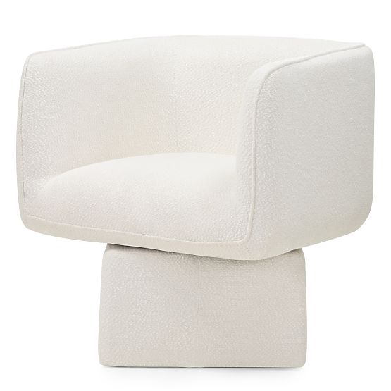 Swivel Chair One White, Boucle