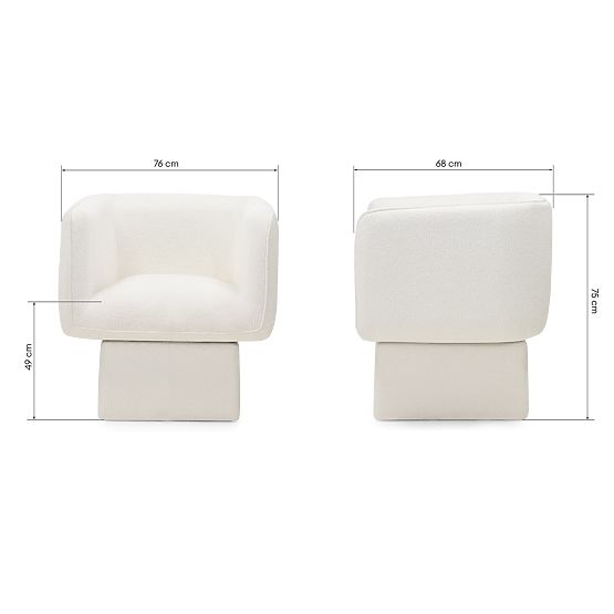 Swivel Chair One White, Boucle