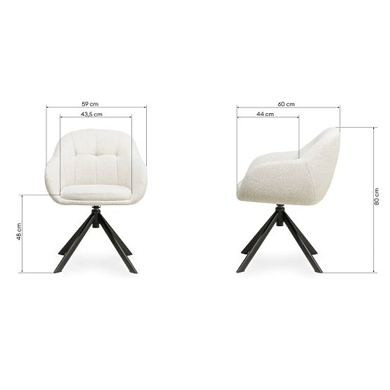 Swivel Chair Santos Beige-Cream/Black Legs