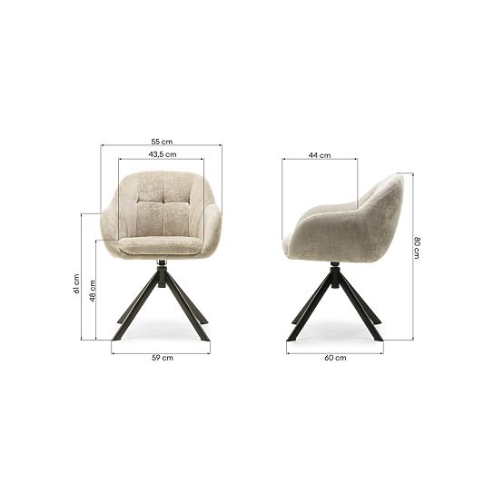 Swivel Chair Santos Light Beige/Black Legs