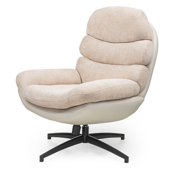 Swivel Chair with Footrest Prima Beige