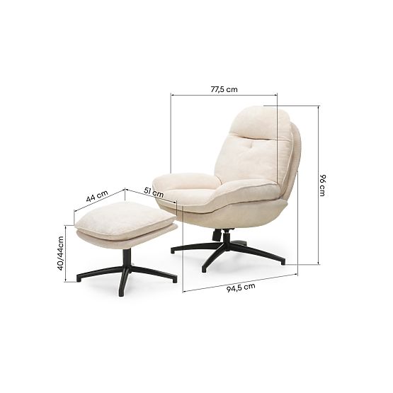 Swivel Chair with Footrest Verano Beige