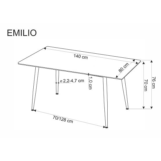 Table EMILIO 120 top - white marble, legs - black (2p=1pc)