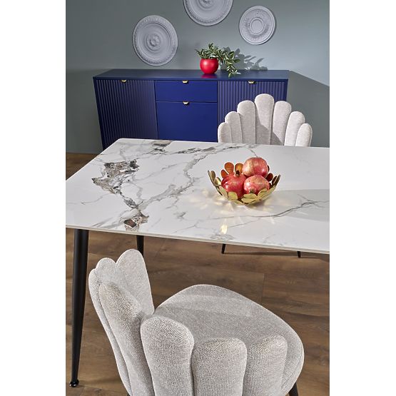 Table EMILIO 120 top - white marble, legs - black (2p=1pc)