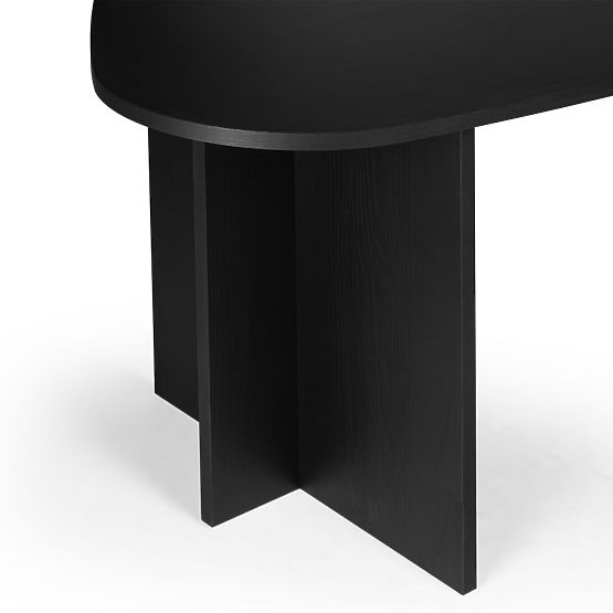 Table with Irregular Top Zeva 200 cm, Black with Wood Texture