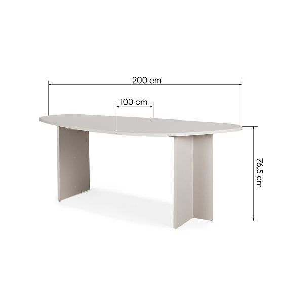 Table with Irregular Top Zeva 200 cm, Cashmere