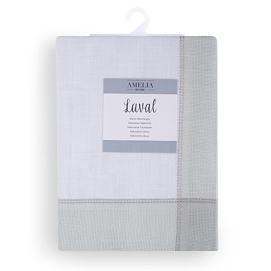 Tablecloth LAVAL color white smooth classic motif 30x160 ameliahome
