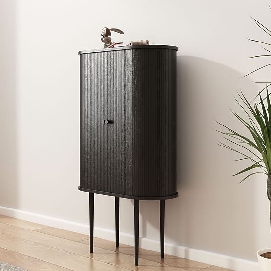 Tall Clemente Dresser with Slats, Black