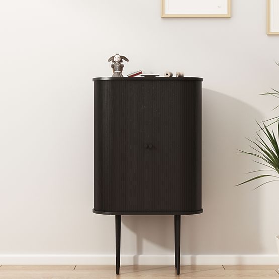 Tall Clemente Dresser with Slats, Black