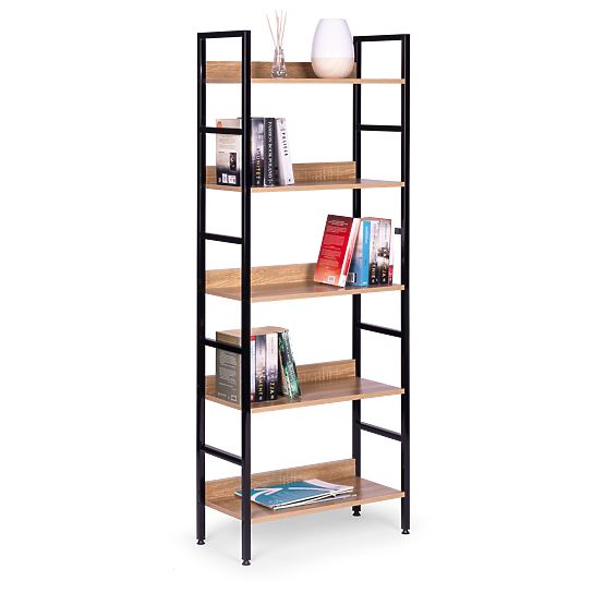 Tall Loft Shelf 5 Shelves Metal MDF ModernHome
