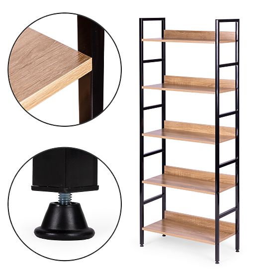 Tall Loft Shelf 5 Shelves Metal MDF ModernHome