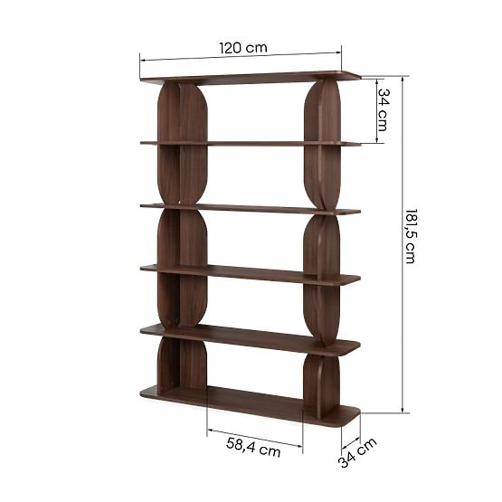 Tall Loocky Shelf, Rounded, Warmia Walnut