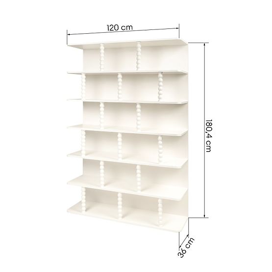 Tall Perla Shelf, White, Ball Supports