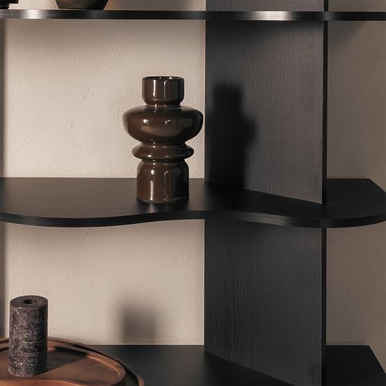 Tall Rheo Shelf, Black, Wavy