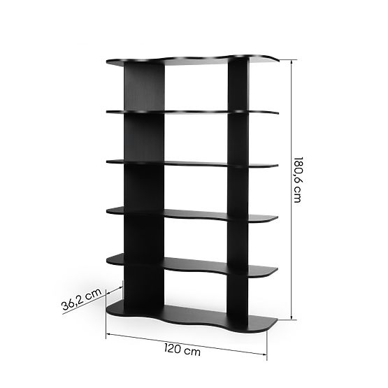 Tall Rheo Shelf, Black, Wavy