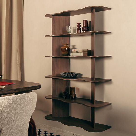 Tall Rheo Shelf, Villa Walnut, Wavy