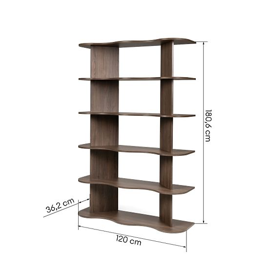 Tall Rheo Shelf, Villa Walnut, Wavy