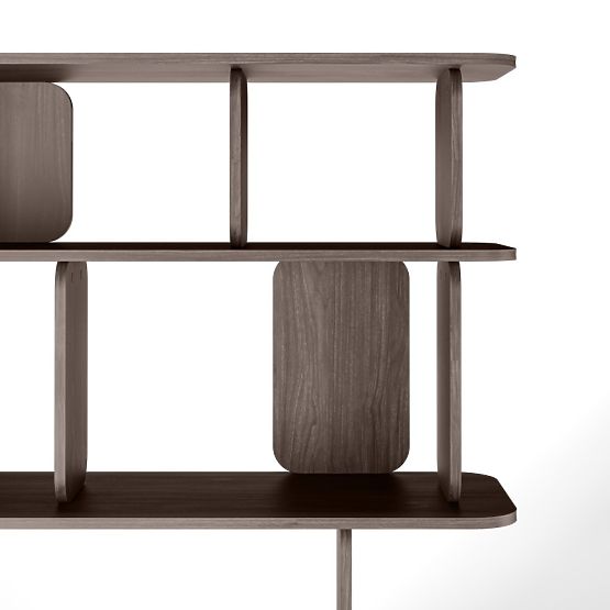 Tall, Rounded Tulumo Shelf, Walnut Villa