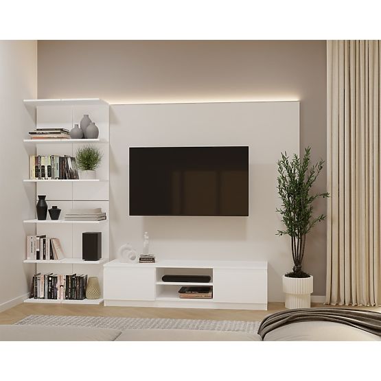 TALL WHITE SHELF 6P 180 cm 6 Shelves for Books and Documents for Office and Living Room