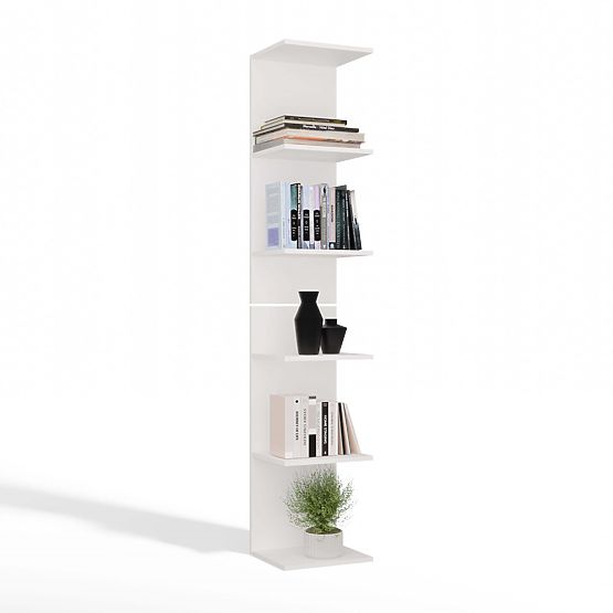 TALL WHITE SHELF 6P 180 cm 6 Shelves for Books and Documents for Office and Living Room
