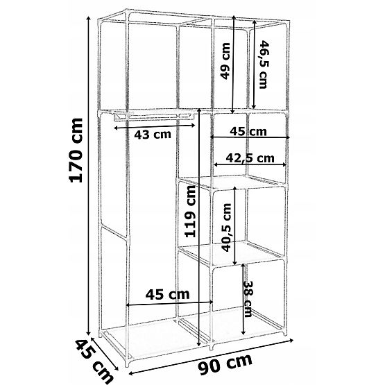Textile Cabinet with 6 Shelves Mira - Dark Brown