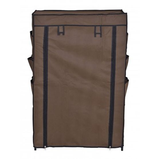 Textile Shoe Cabinet Mona Dark Brown