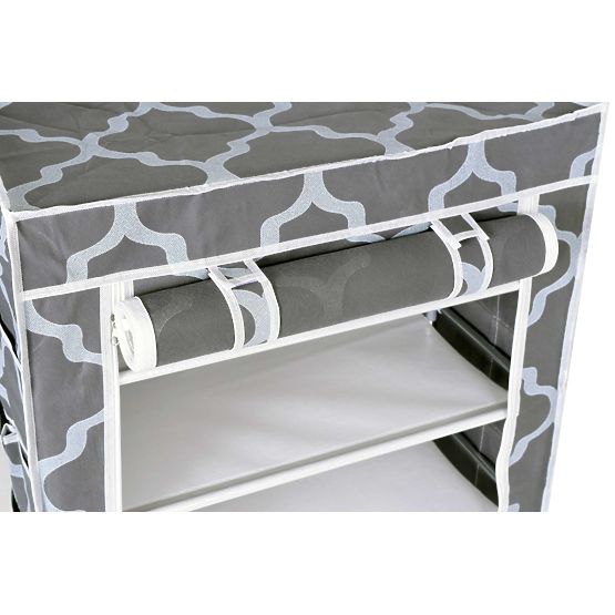 Textile Shoe Cabinet Mona Morocco Gray-White