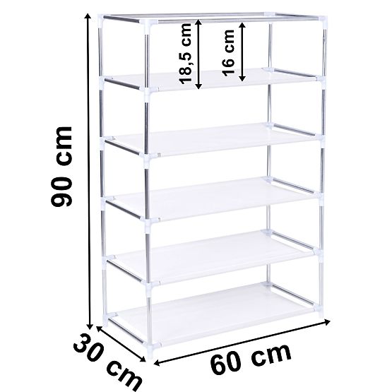 Textile Shoe Cabinet Mona Morocco Gray-White
