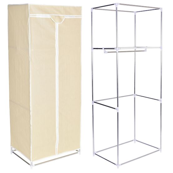 Textile Wardrobe with Shelf Fela - Beige