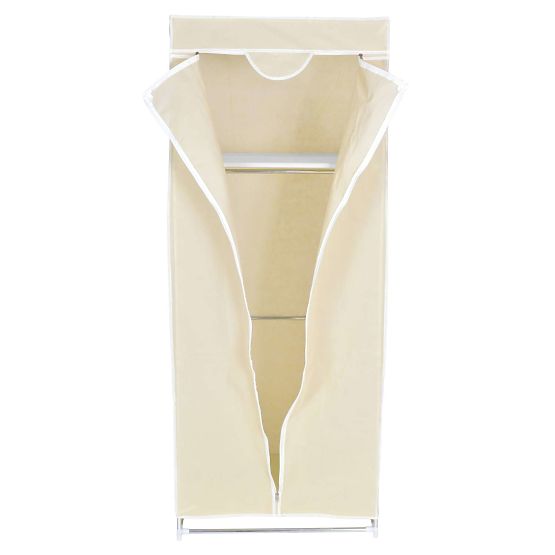 Textile Wardrobe with Shelf Fela - Beige