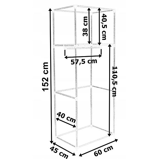 Textile Wardrobe with Shelf Fela - Dark Brown