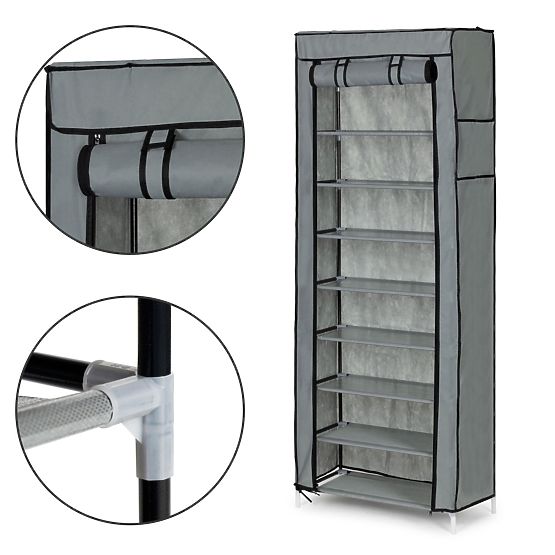 Textile Wardrobe with Shelves for Clothes and Shoes