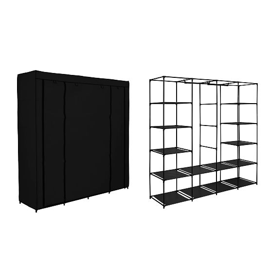 Textile Wardrobe with Shelves Olena Black