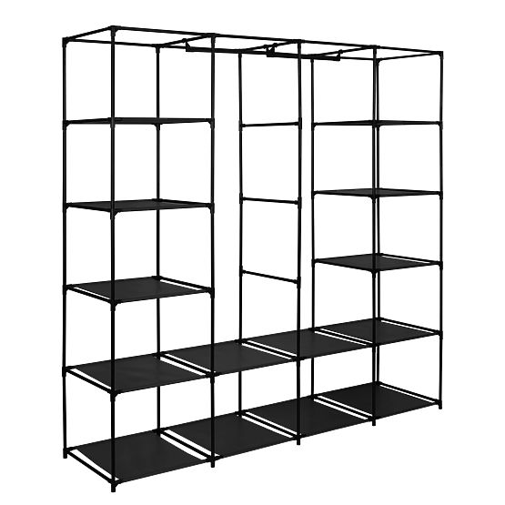 Textile Wardrobe with Shelves Olena Black
