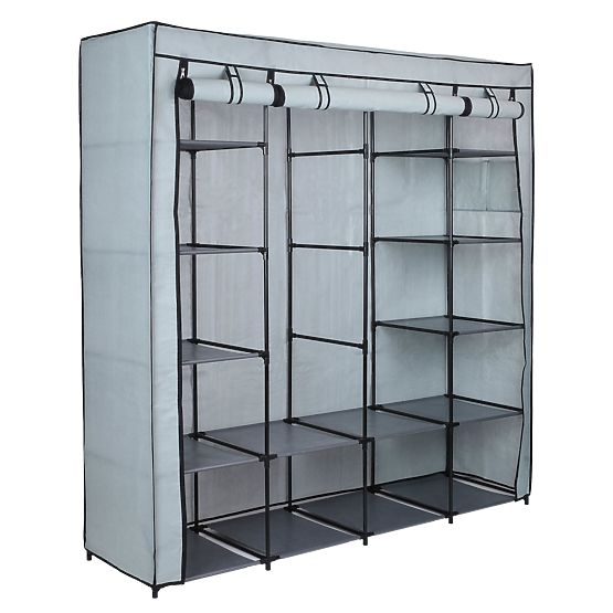 Textile Wardrobe with Shelves Olena Grey