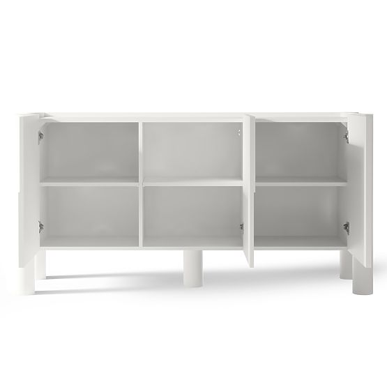 Three-Door Sideboard Lunaria with Carved Front, White