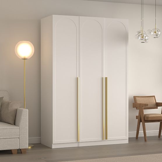 Three-Door Wardrobe Neroli, Arched Front, White