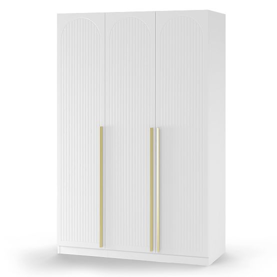 Three-Door Wardrobe Neroli, Arched Grooves, White