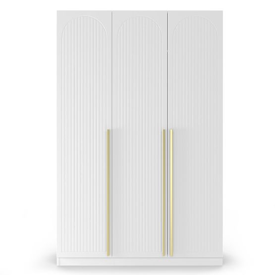 Three-Door Wardrobe Neroli, Arched Grooves, White