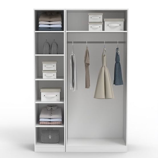Three-Door Wardrobe Neroli, Mirror/Simple Grooves, White