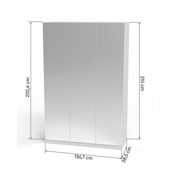 Three-Door Wardrobe Neroli with Mirror, White