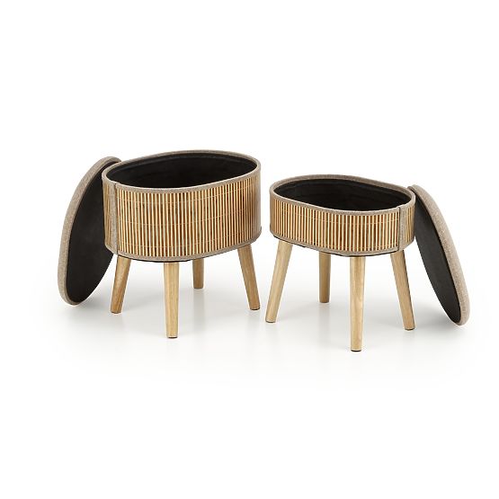 TICO Set of 2 Stools with Storage, Beige