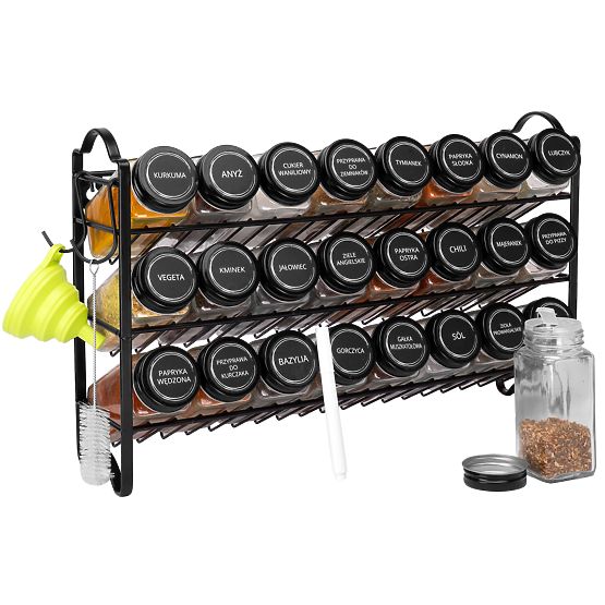 Tiered Spice Rack ENELDO 24 Jars + 72 Labels