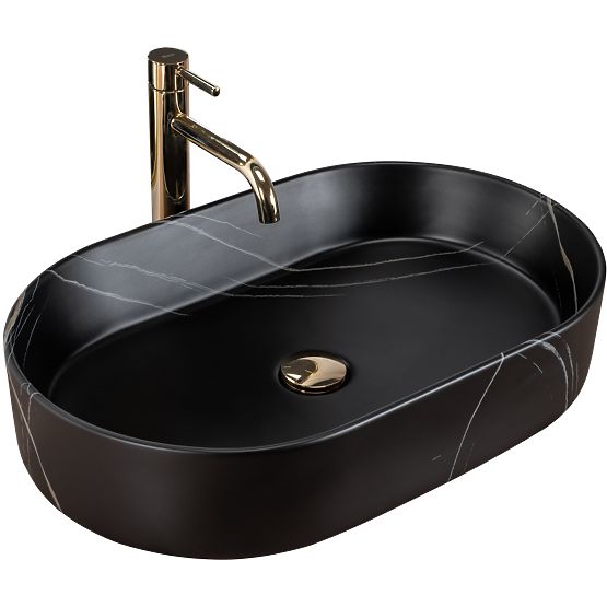 Timeless Washbasin REA NADIA STONE BLACK MATTE