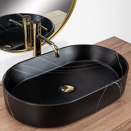 Timeless Washbasin REA NADIA STONE BLACK MATTE