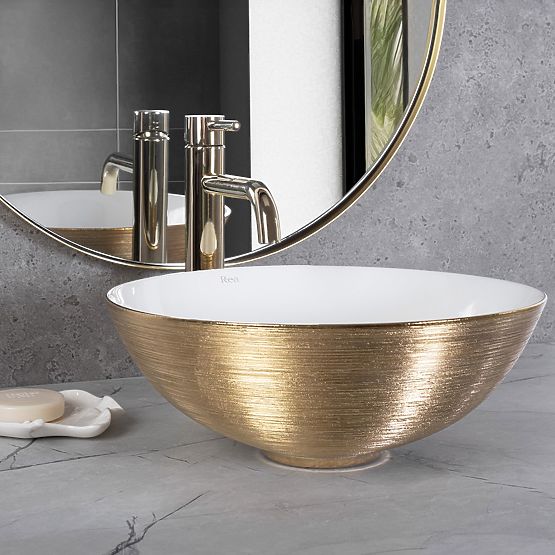 Timeless Washbasin REA STELLA WHITE GOLD BRUSH