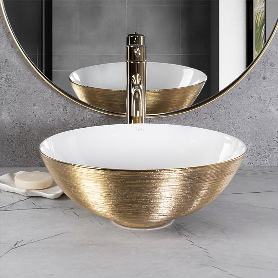 Timeless Washbasin REA STELLA WHITE GOLD BRUSH