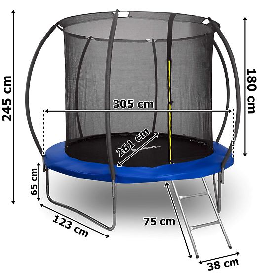 Trampoline with Safety Net and Ladder HENZEN 305 cm Blue FT10