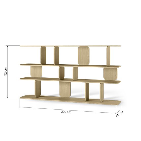 Tulumo Shelf 200 cm, Rounded, Cremona Torro Oak